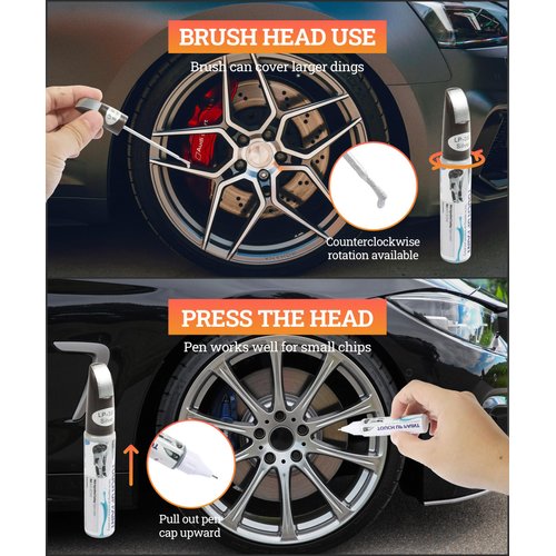 Zlirfy Car Touch Up Fill Paint Pen,Car Wheel Scratch Fix Rim Touch Up Paint Rim Scratch Repair Pen,Two-In-One Wheel Repair Paint,Car Wheel Scratch Remove,Used for Fix Rim Scratches,Surface Damage (Silver)