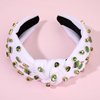 mokkia Pickleball Headband for Women Pickleball Paddle Headbands Rhinestone Pearl Jeweled Knotted Headband Game Day Sport Headband Pickleball Accessories Outfits Party Gifts (Pattern D-White)