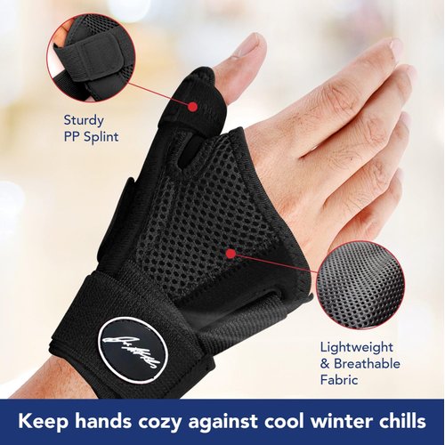 Doctor Developed Thumb Brace for Arthritis/Thumb Splint/Thumb Support for Men & Women - Trigger Thumb Spica Splint - Thumb Splint for Right Hand/Left- FDA Medical Device & Handbook (Black, Single)
