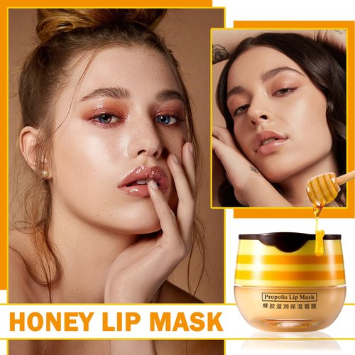 2PCS Bee Lip Balm Honey Pot,Moisturizing Lip Balm Reduces Lip Lines,Propolis Honey Pot Lip Balm Hydrating Prevention Dry and Cracked Lip Scrubs Exfoliator,Exfoliating Lip Sleeping Mask with Brush