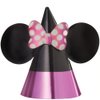 Amscan Minnie Mouse Forever Pink & Black Cone Hats - 7.25" x 6.5" (8 Pcs) - Vibrant Foil & Paper Party Accessories for Kids Themed-Parties & Events