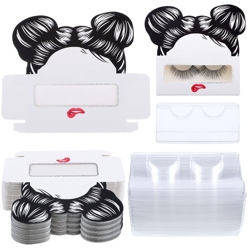 Maitys 24 Pieces Eyelash Boxes Eyelash Cases Empty Lash Packaging Bulk Eyelash Storage Box False Eyelash Case Holder with Plastic Eyelash Trays Fits 25mm for False Eyelashes Women