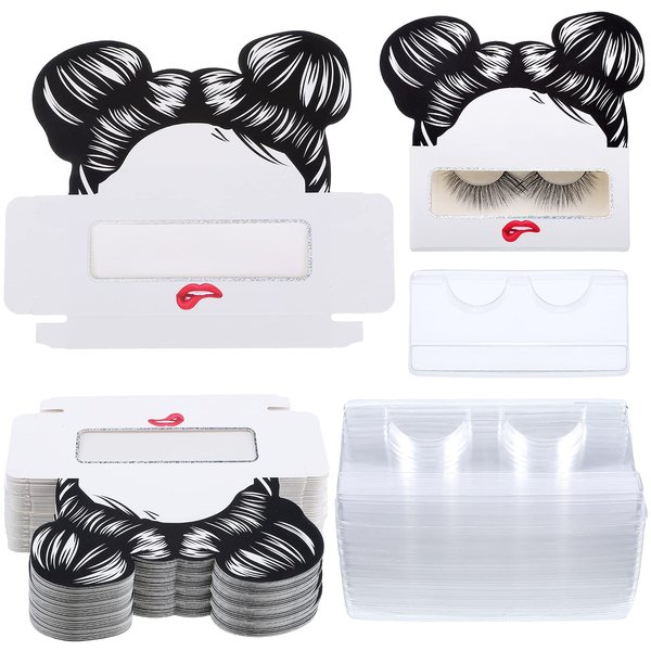 Maitys 24 Pieces Eyelash Boxes Eyelash Cases Empty Lash Packaging Bulk Eyelash Storage Box False Eyelash Case Holder with Plastic Eyelash Trays Fits 25mm for False Eyelashes Women