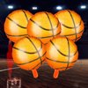 Charniol 25 Pcs Basketball Balloon 10" Aluminum Foil Sport Balloon Latex Black Orange Balloons Basketball Theme Balloon for Party Baby Shower
