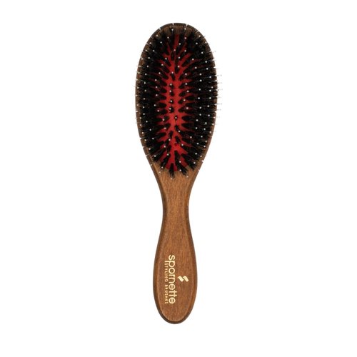 Spornette Classic German Porcupine Brush - Boar Bristles & Ball-Tipped Nylon Bristle Hair Brush with Wooden Handle - For Detangling, Straightening & Smoothing - For All Hair Types, Kids, Men & Women
