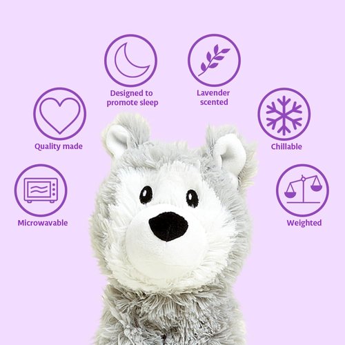 Warmies Microwavable & Weighted Stuffed Animals, Husky - Heated Stuffed Animal Plushie for Warmth & Comfort - Cute Soft Plush Toys for Adults & Children (Boys, Girls, Babies & Toddlers)