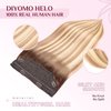DIYOMO Halo Hair Extensions - Dark Brown to Gold Blonde and Bleach Blonde Halo Hair Extensions Real Human Hair Adjustable Size Removable Secure，Halo Extensions Real Human Hair, 3/8/22 80g 18Inch