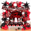 Red Black and White Balloon Garland Arch Kit, 120pcs Red and Black Birthday Decorations for Men Women Boys Girls with Happy Birthday Backdrop Banner Tablecloth Red Confetti Star Ballons
