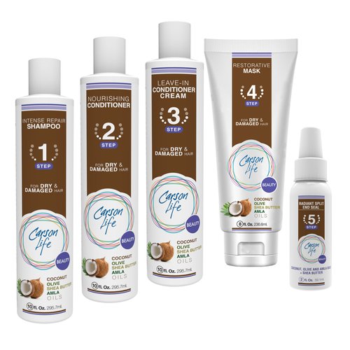 Carson Life Hair Restorative Mask - Repair Conditioner for Color Treated Hair - Controls Frizz - Sulfate and Paraben Free - Made with Coconut, Olive and Amla Oils - Shea Butter For Dry or Damage Hair