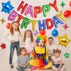 Rainbow Birthday Balloons Banner, 3D Mylar Foil Happy Birthday Balloons, 26pcs Birthday Party Decorations with 8pcs Star Balloons for Kids Girls Boys Women Adults Birthday Party Supplies