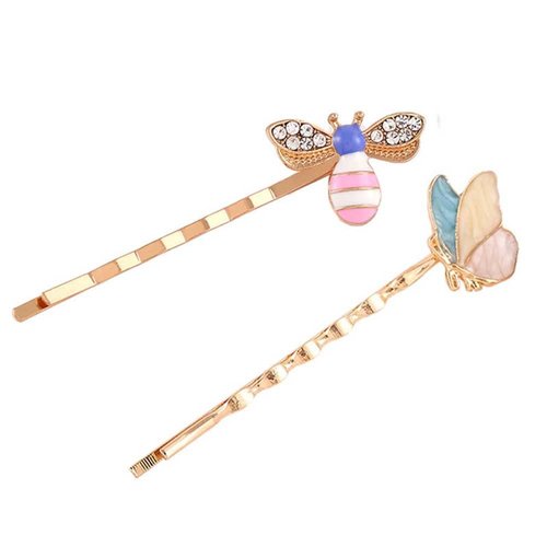 WHITEBRIDGE 7pcs Colorful Butterfly Hair Bobby Pins for Women Girls (Honeybee Butterfly)