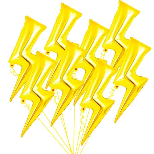 8 Pcs Lightning Bolt Balloon, Gold Flash Foil Balloons for Birthday Decorations, Lightning Bolt Shape Balloons for Wedding Baby Shower Boys Party Supplies