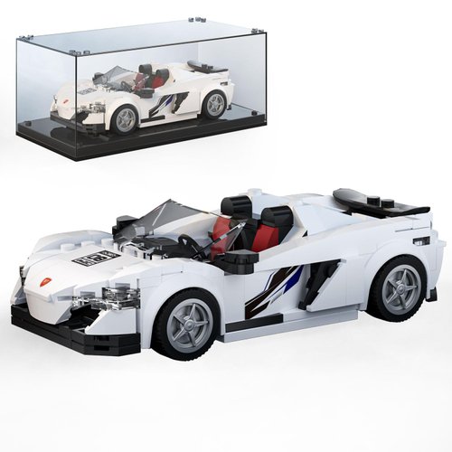 Mould King Speed Champion 650S Super Car Building Toys with Display Case, 27043 Collectible Race Car Building Sets, Model Car Kits Buildig Blocks, Car Building Kits for Adults and Kids 8+(352PCS)