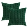 MIULEE Pack of 2 Dark Green Corduroy Decorative Throw Pillow Covers 18x18 Inch Soft Boho Striped Pillow Covers Modern Farmhouse Home Decor for Sofa Living Room Couch Bed