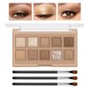 GEUUFEA 10 Colors Professional Eyeshadow Palette, Matte & Glitter & Shimmer Eyeshadow Makeup Palette with 3 Eyeshadow Brush, High pigmented and Long Lasting