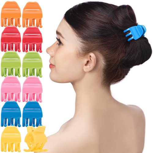 RC ROCHE ORNAMENT 12 Pcs Womens Criss Cross 3 Claw Hair Clips Secure Strong Hold No Slip Jaw Teeth Accessories Accessory Girls Ladies Plastic Fashion, Medium Rainbow Multicolor