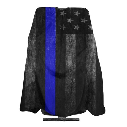 ONE TO PROMISE Blue Line Barber Cape Vintage American Police Flag with Blue Line Hair Cut Salon Cape,Hair Stylist Hairdresser Styling Cape,Haircut Apron Cover Up for Adults,55"X66"