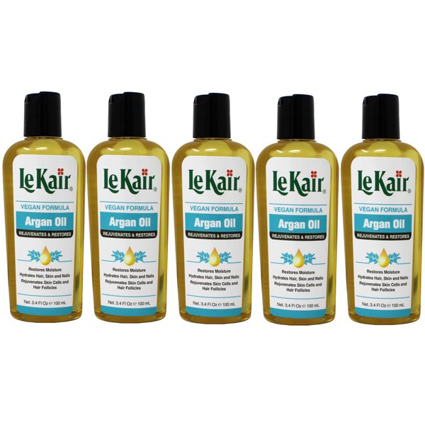 Le Kair Argan Oil Hair & Body Oil - Vegan Formula 3.4 Ounce - 5 Pack