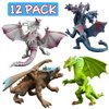 4 Inch Realistic Detail Dragon Toy Set with Gift Box, 12 Pcs Mini Dragon Figure in and Styles, Dragon Theme Party Favors Toy for Kids, Goody Bag Filler, Bulk Gifts, Cake Toppers