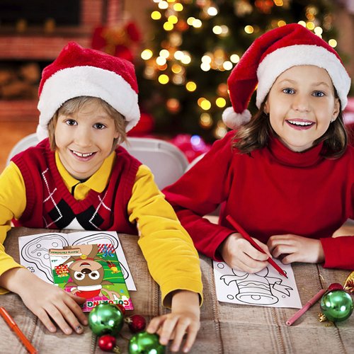Omgouue 32Pcs Christmas Coloring Books for Kids - Xmas Coloring Book for Kids All Ages Indoor Activities at Home Party Favors Gift Supplies