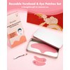 Silicone Forehead Wrinkle Patch - Non-Glue Reusable Forehead Wrinkle Patch and Eye Patches Set, Silicone Patches for Wrinkles, For Use with Face Cream or Lotion, Metal Eye Massage Stick&Tin Case, Pink