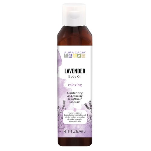 Aura Cacia Relaxing Lavender Aromatherapy Body Oil | GC/MS Tested for Purity | 237ml (8 fl. oz.)