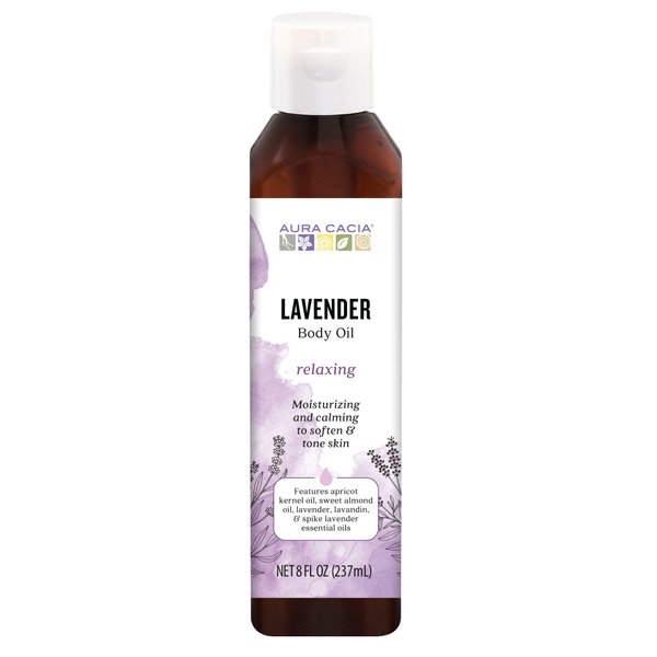 Aura Cacia Relaxing Lavender Aromatherapy Body Oil | GC/MS Tested for Purity | 237ml (8 fl. oz.)