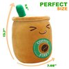Ditucu Cute Coffee Cafe Cup Boba Plush Kawaii Bubble Plushie Milk Tea Pillow Soft Stuffed Animals Toys Gifts for Kids Brown 13.7 inch