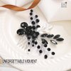 Casdre Crystal Bride Wedding Hair Comb Rhinestone Bridal Side Comb Hair Piece Leaf Hair Accessories for Women and Girls (D Black)