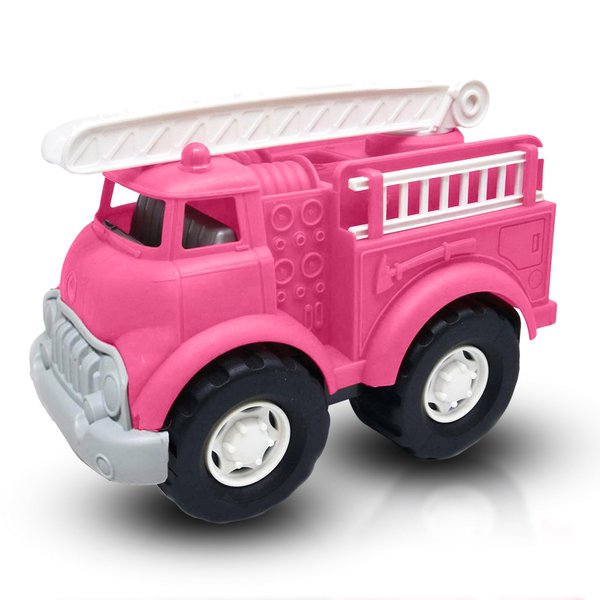 Big Plastic Toy Fire Truck for Toddlers Boys and Girls | Pink Fireman Engine Vehicle with Rescue Ladders for Indoor and Outdoor Imaginative Play (Pink)