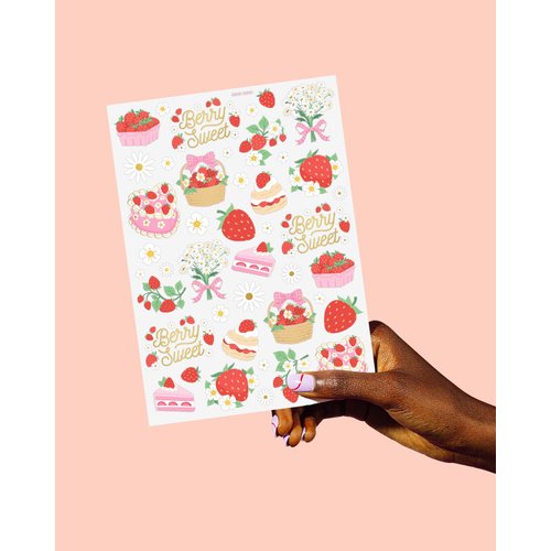 xo, Fetti Strawberry Party Temporary Tattoos - 60 Styles | Dessert Birthday Party Decorations, Berry Sweet Cute Accessory, Garden Tea Baby Shower Theme Favor, Summer Home Activity, Easter Basket