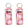 ENLACHIC 2Pcs Flamingo Print Chapstick Holder Keychain Bulk Lip Balm Holder Chapstick Portable Lipstick Holder Keychain for Women Girls,Pink Flamingo Flower