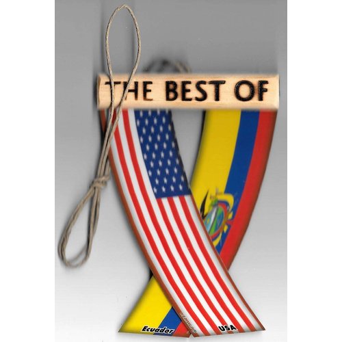 ECUADOR AND USA ECUADORIAN AMERICAN SOUTH LATIN AMERICAN REARVIEW MIRROR MINI BANNER HANGING FLAGS FOR THE CAR UNITY FLAGZ™..