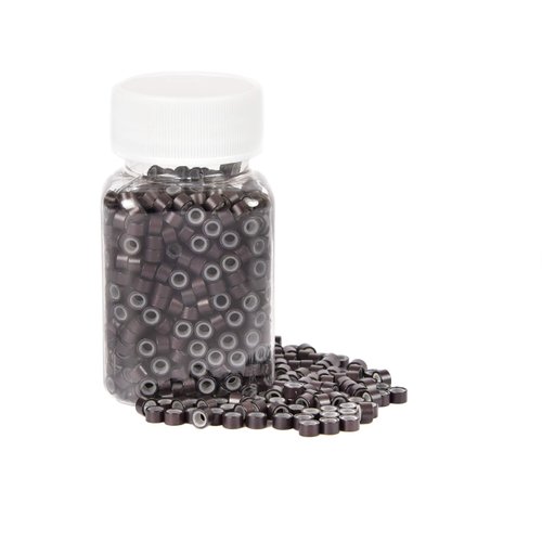 1000Pcs Premium Silicone Micro Link Rings 5mm Lined Beads for I Tip Hair Extensions (1000Pcs, Dark Brown)