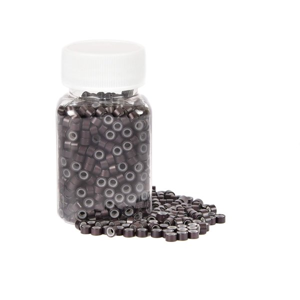 1000Pcs Premium Silicone Micro Link Rings 5mm Lined Beads for I Tip Hair Extensions (1000Pcs, Dark Brown)