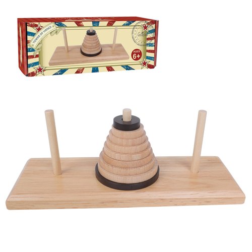Gothink Wooden Nine-Storey Tower of Hanoi Logic Puzzle Brain Teaser Intellectual Toy for Kids and Adults