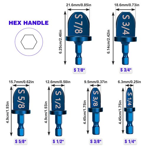 WADEO Air Conditioner Copper Tube Expander Swaging Tool, Copper Pipe Exppander Boring Drill Bits, HVAC Repairing Kit with 6 Different Drill Bits Size 1/4'', 3/8'', 1/2'', 5/8'', 3/4'', 7/8''