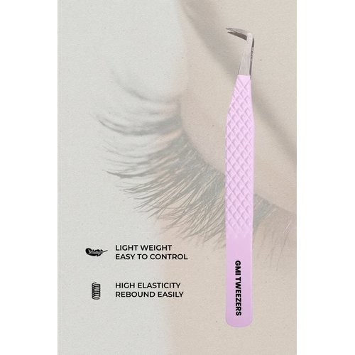 GMI Lash Tweezers - Set of 5 Eyelash Tweezers- Stainless Steel Eyelash Extension Tweezers - Multipurpose Lash Tweezers for Eyelash Extensions for Individual. (Pink)