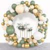 Amandir 153pcs Sage Green Balloon Garland Arch Kit, Different Sizes 18 12 10 5 inch Green Blush Gold Latex Metallic Confetti Gold Balloons for Birthday Baby Shower Wedding Safari Forest Decorations