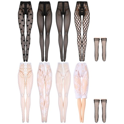 Sotiff 10 Pairs Doll Lace Stockings Handmade Long Sock Christmas Elf Doll Accessories Legging for DIY Doll Clothes Toy(Mesh Style)