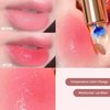 BLUE LOVE Color Changing Lipstick, Flower Gold Foil Jelly Lip Balm Clear Lipstick with Flower Inside, Moistrurizer Lip Stick Long Lasting Nourishing Lip Gloss for Dry Lips (Gold, 1PC)