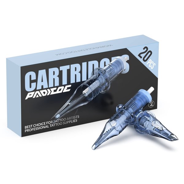 Padieoe Tattoo Cartridge Needles, 20pcs Mixed Standard Tattoo Needle Cartridge, Round Liner Magnum Needle for Tattoo Pen, Tattoo Cartridge Needle Tattoo Supplies 3RL 5RL 5RM 7RM (20pcs 12#)