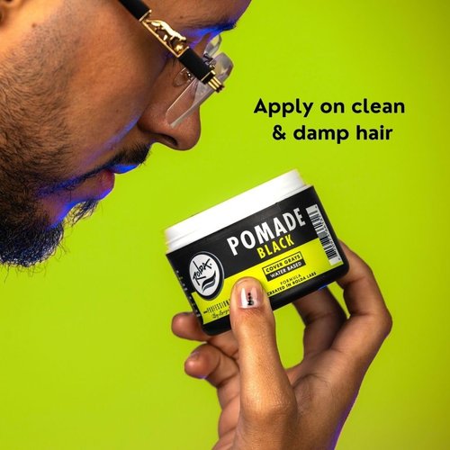 Rolda Black Pomade - Medium Hold With Radiant Shine - Grey Hair Coverage - Water-Based, All-Day, Flake-Free Formula