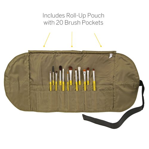 Bdellium Tools Professional Makeup Brush Studio Series - Eyes 12pc. Brush Set with Roll-Up Pouch