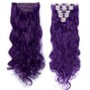S-noilite 24 Inches Long Curly Full Head Clip in Synthetic Hair Extensions 8pcs 170g (24"-Curly, Black Purple)