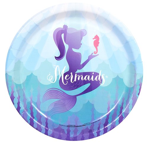 Forum Novelties 80665 Mermaids Under The Sea Party Supplies - Dinner Plates (8), 9", Multi-color