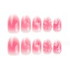 DANMANR Cute Fake Nails Short Press on Almond Nails Pink Full Cover Bow Acrylic Valentine's Day Fake Nails for Women and Girls 24PCS