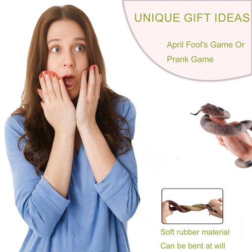 CJMYHOME 2pcs Fake Snakes - Realistic Rubber Reptiles for Garden Bird & Squirrel Repellent, Prank Props, Fun Toys for Kids & Adults, Ideal Freebies for Halloween & April Fools' Day Parties