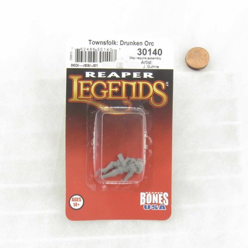 Reaper Townsfolk Drunken Half-Orc Miniature Figure 25mm Heroic Scale Bones USA Miniatures