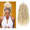 Faux Goddess Locs Crochet Hair 18 Inch River Locs Wavy Crochet With Curly Hair In Middle And Ends Braids Hair Extensions (6Packs,18 inch, 613)